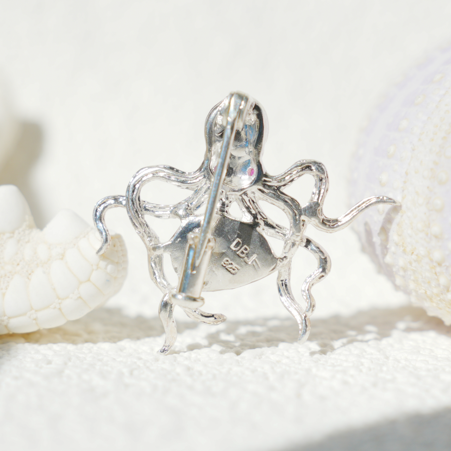925 Silver Octopus Pendant Brooch | Enamel Ocean Jewelry | Gift for Sea Lovers & Her