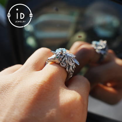 Hand-Carved Mystical Creature Ring | Magical Guardian of Inner Light | Dream Totem Fantasy Jewelry | Symbol of Imagination and Spirit