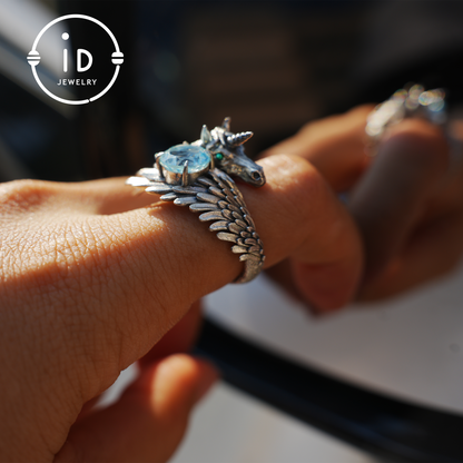 Hand-Carved Mystical Creature Ring | Magical Guardian of Inner Light | Dream Totem Fantasy Jewelry | Symbol of Imagination and Spirit
