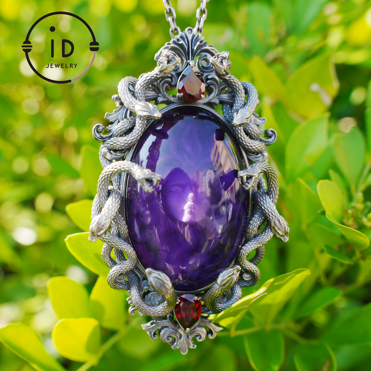 Hand-Carved Medusa Amethyst Pendant | Raised Serpent Frame in 925 Sterling Silver | Gothic Talisman for Powerful Self-Empowerment