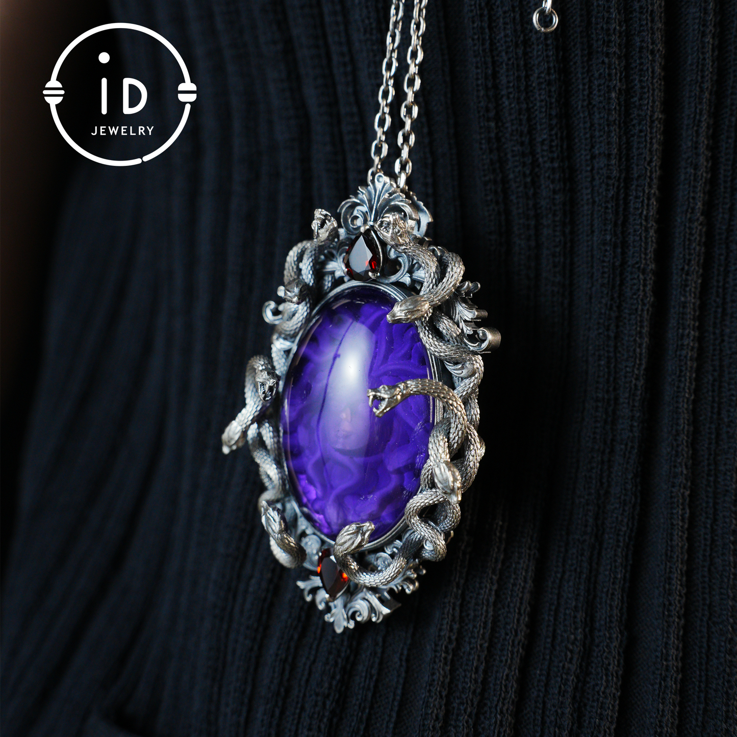 Hand-Carved Medusa Amethyst Pendant | Raised Serpent Frame in 925 Sterling Silver | Gothic Talisman for Powerful Self-Empowerment