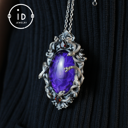 Hand-Carved Medusa Amethyst Pendant | Raised Serpent Frame in 925 Sterling Silver | Gothic Talisman for Powerful Self-Empowerment