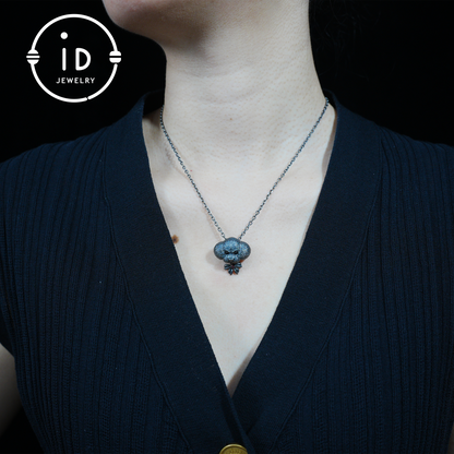 Guardian Dog Pendant, Black Onyx Emotional Amulet, Handmade Fantasy Jewelry, Night Spirit Totem, Storytelling Animal Charm