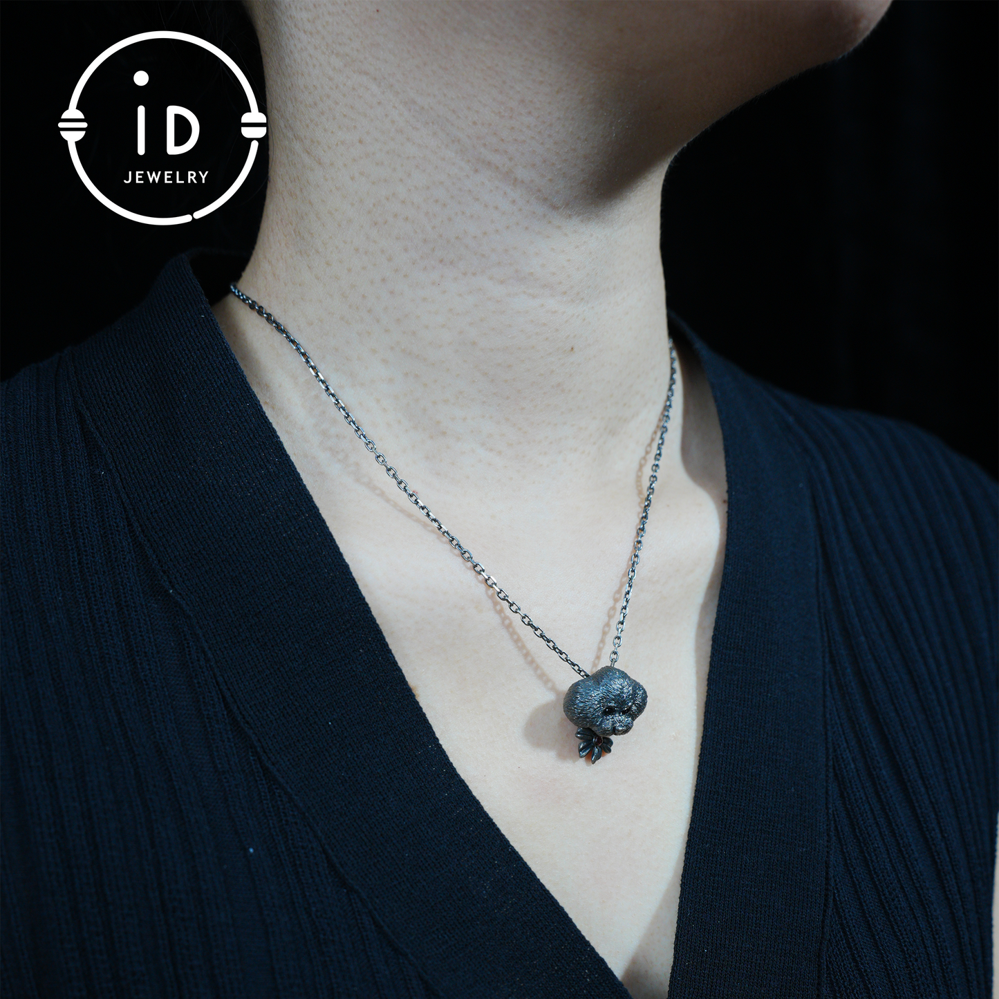 Guardian Dog Pendant, Black Onyx Emotional Amulet, Handmade Fantasy Jewelry, Night Spirit Totem, Storytelling Animal Charm