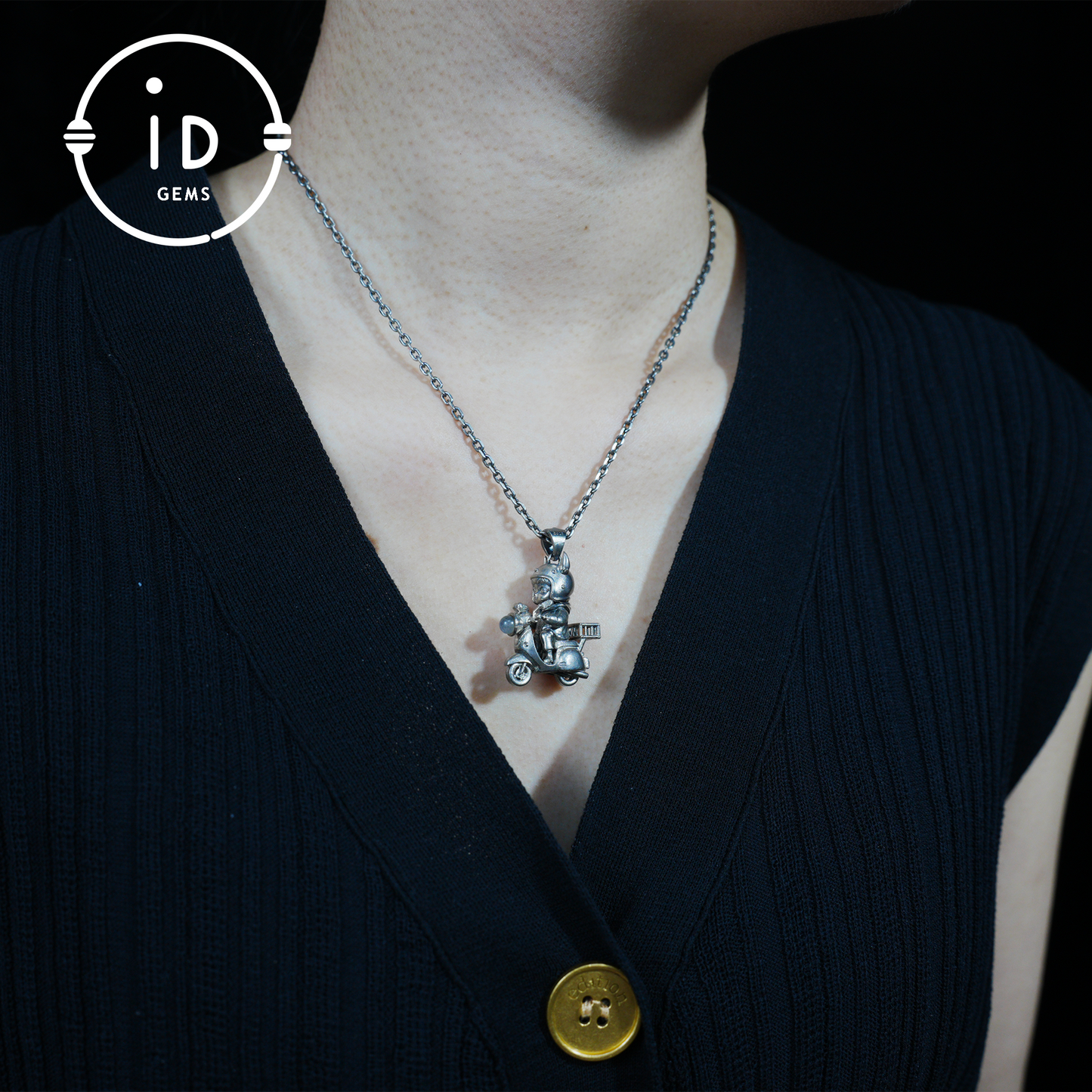 Mystical Night Rider Pendant with Labradorite Light, Handmade Talisman Necklace, Fantasy Jewelry for Inner Journey Seekers