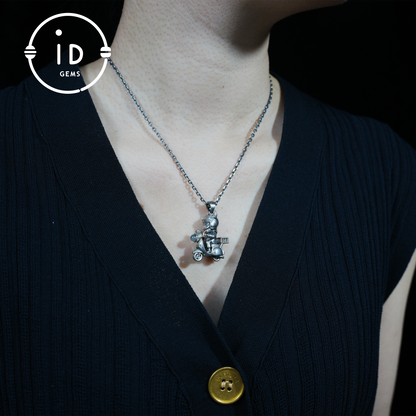 Mystical Night Rider Pendant with Labradorite Light, Handmade Talisman Necklace, Fantasy Jewelry for Inner Journey Seekers