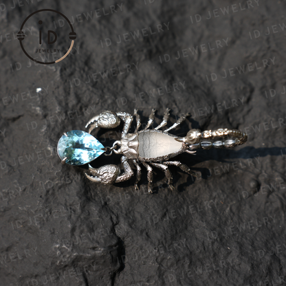 Stellar Scorpion Necklace, 925 Silver Blue Topaz Pendant, Spiritual Talisman Scorpion Jewelry, Gift for Her, Astrology Zodiac Jewelry