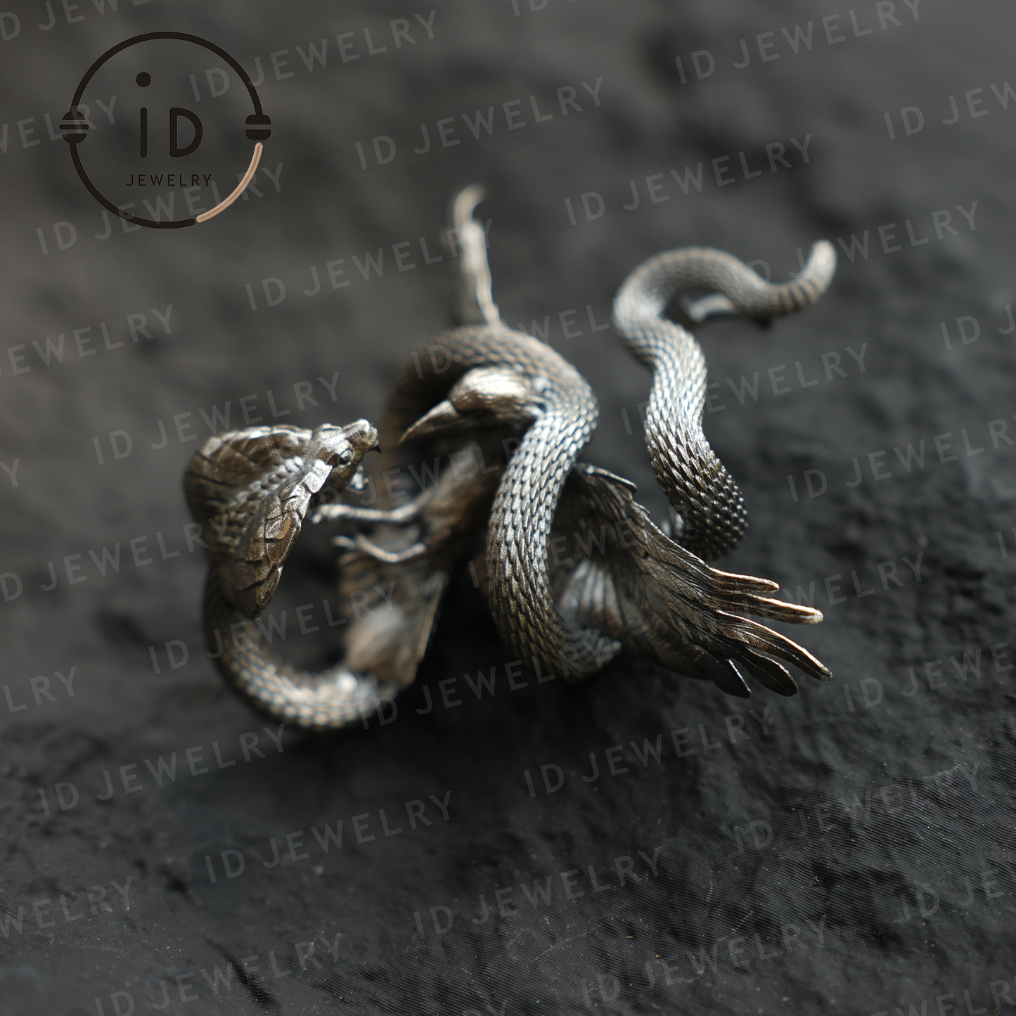 Serpent Griffin Pendant Necklace | 925 Silver Totem Amulet | Mythic Beast Jewelry for Power and Protection | Gothic Fantasy Gift Idea