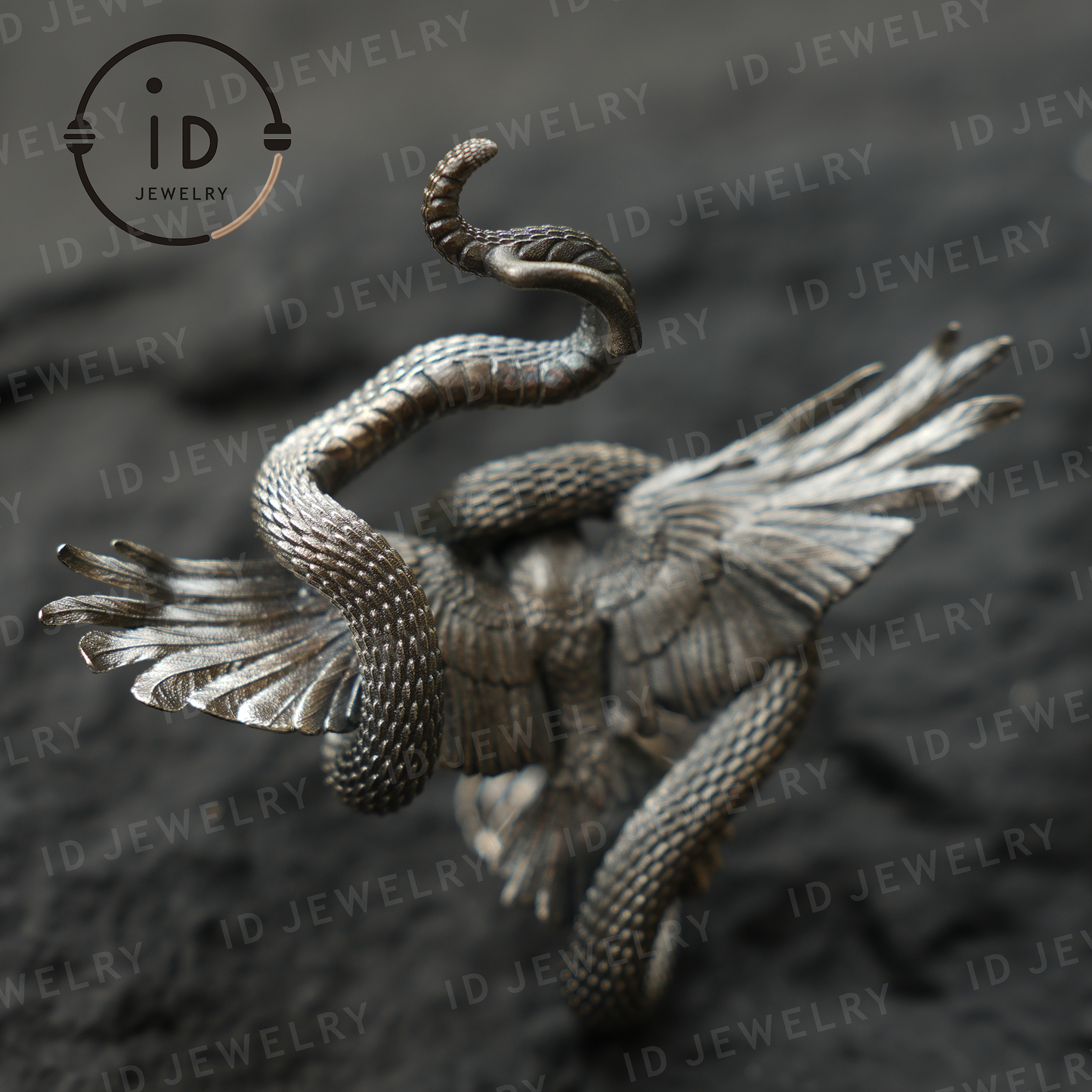 Serpent Griffin Pendant Necklace | 925 Silver Totem Amulet | Mythic Beast Jewelry for Power and Protection | Gothic Fantasy Gift Idea
