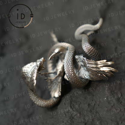 Serpent Griffin Pendant Necklace | 925 Silver Totem Amulet | Mythic Beast Jewelry for Power and Protection | Gothic Fantasy Gift Idea