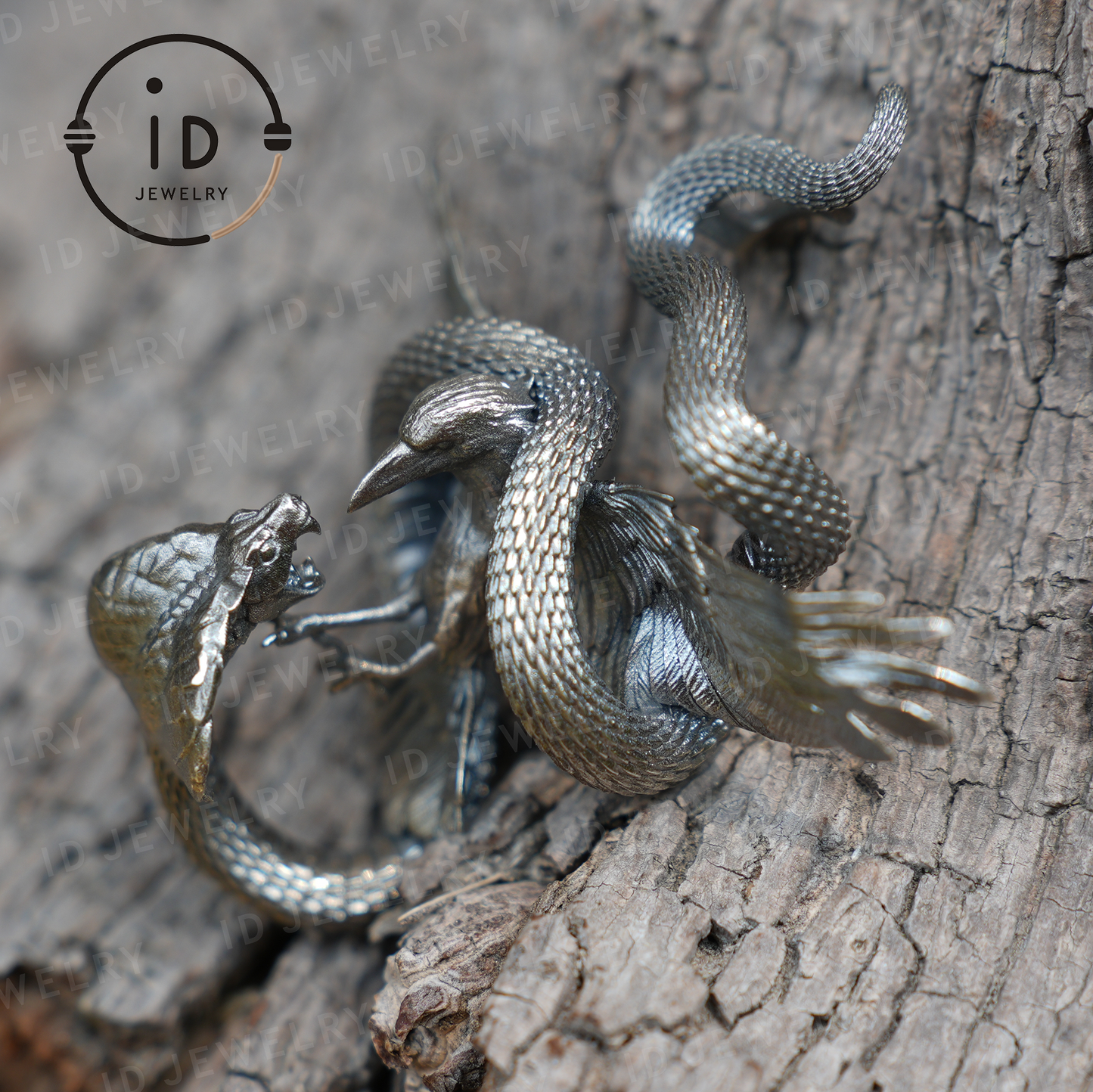 Serpent Griffin Pendant Necklace | 925 Silver Totem Amulet | Mythic Beast Jewelry for Power and Protection | Gothic Fantasy Gift Idea