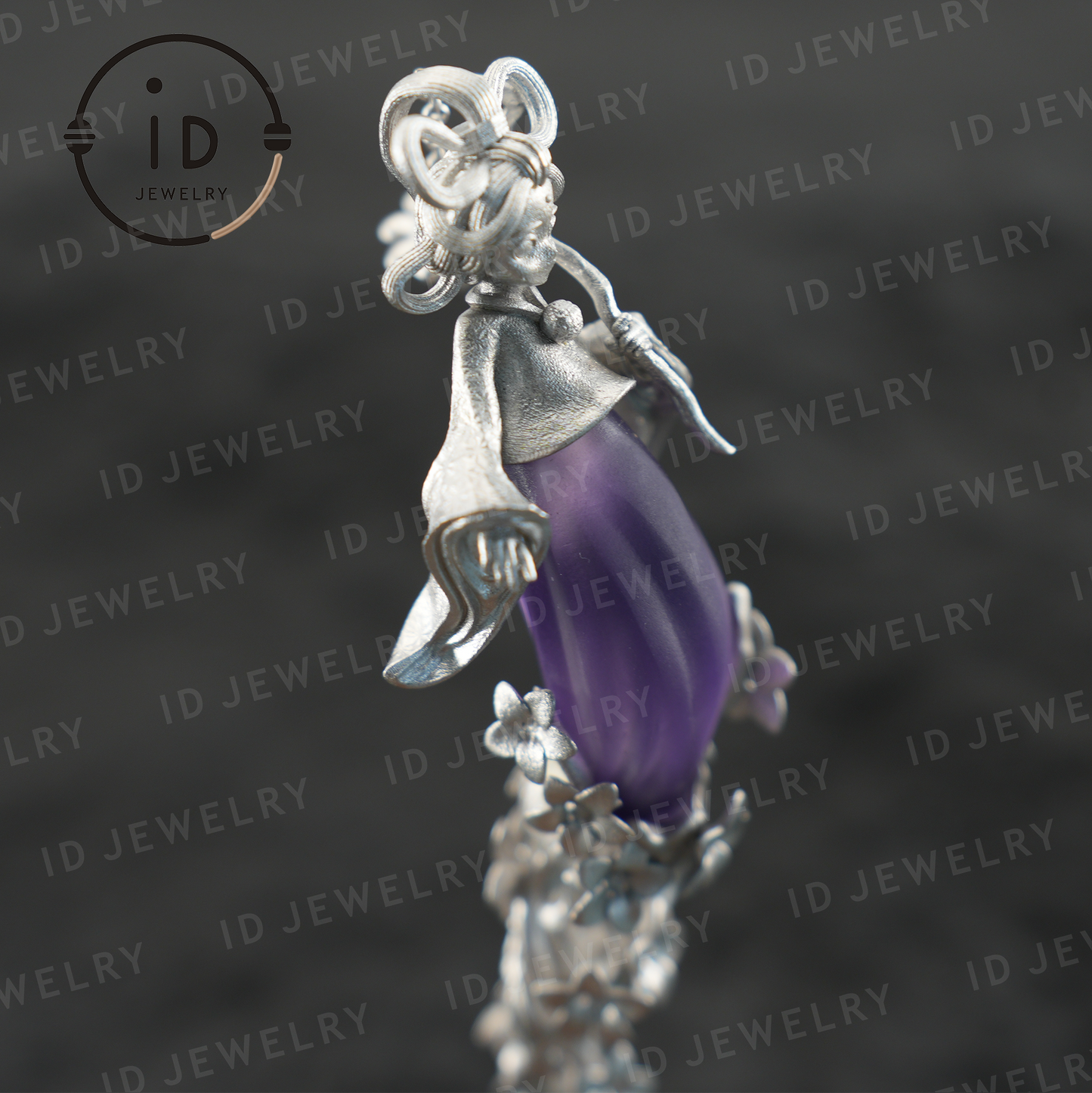 Oriental Flower Hair Stick – Handmade Amethyst Hairpin Inspired by Chinese Fairy Tales