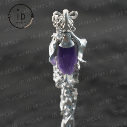 Oriental Flower Hair Stick – Handmade Amethyst Hairpin Inspired by Chinese Fairy Tales