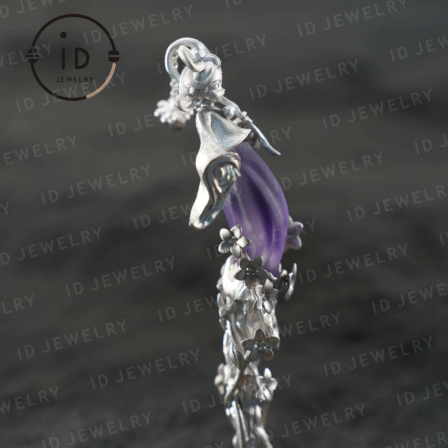 Oriental Flower Hair Stick – Handmade Amethyst Hairpin Inspired by Chinese Fairy Tales