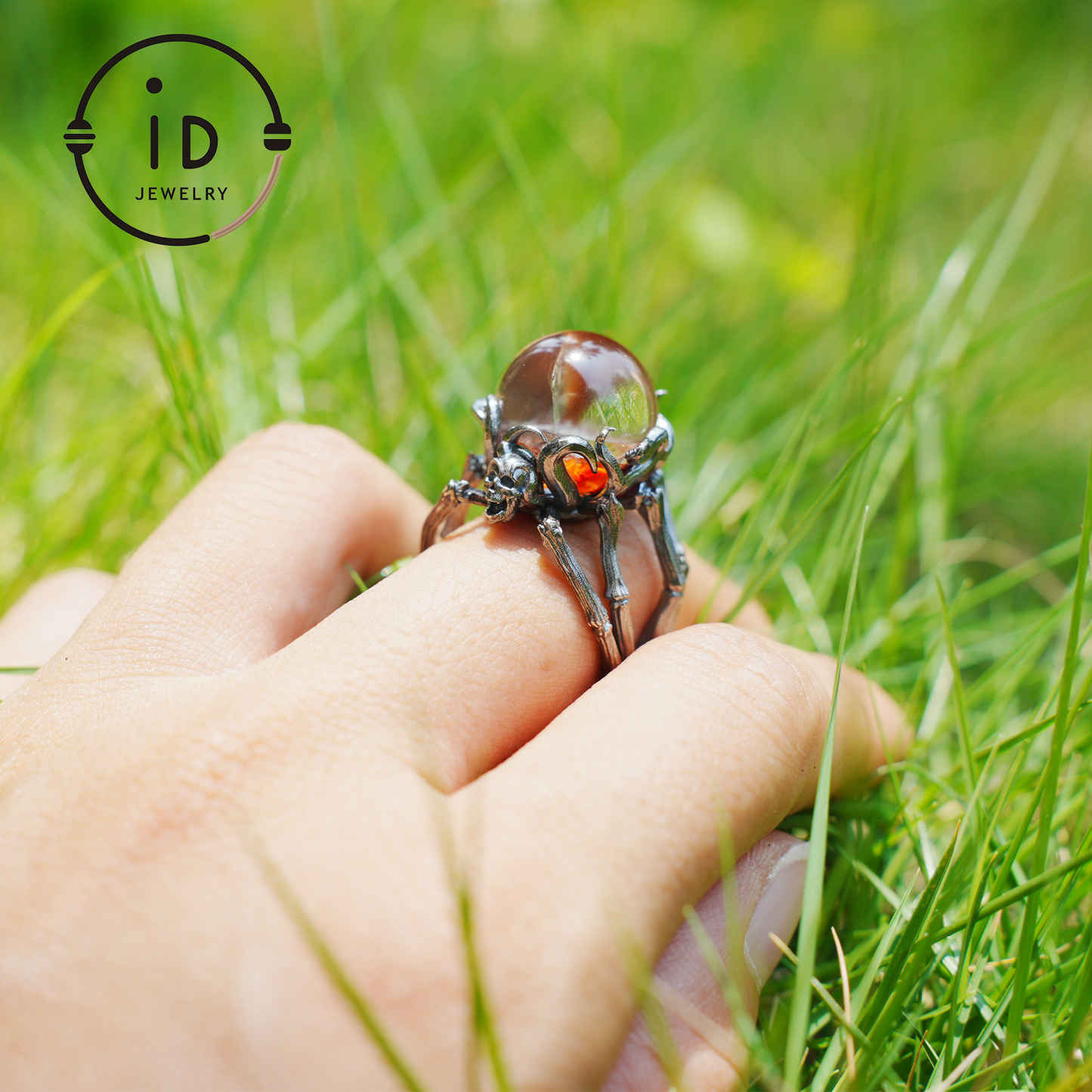 Gothic Spider Skull Ring, Handcrafted Dark Fantasy Jewelry, Occult Protection Charm for Witchcore Style