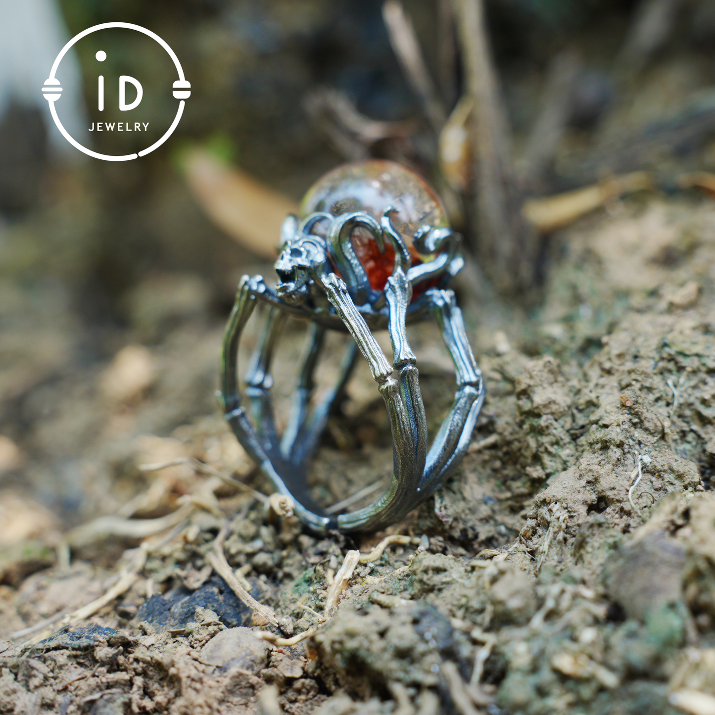 Gothic Spider Skull Ring, Handcrafted Dark Fantasy Jewelry, Occult Protection Charm for Witchcore Style