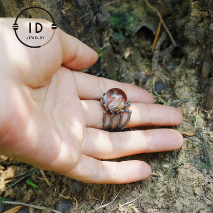 Gothic Spider Skull Ring, Handcrafted Dark Fantasy Jewelry, Occult Protection Charm for Witchcore Style