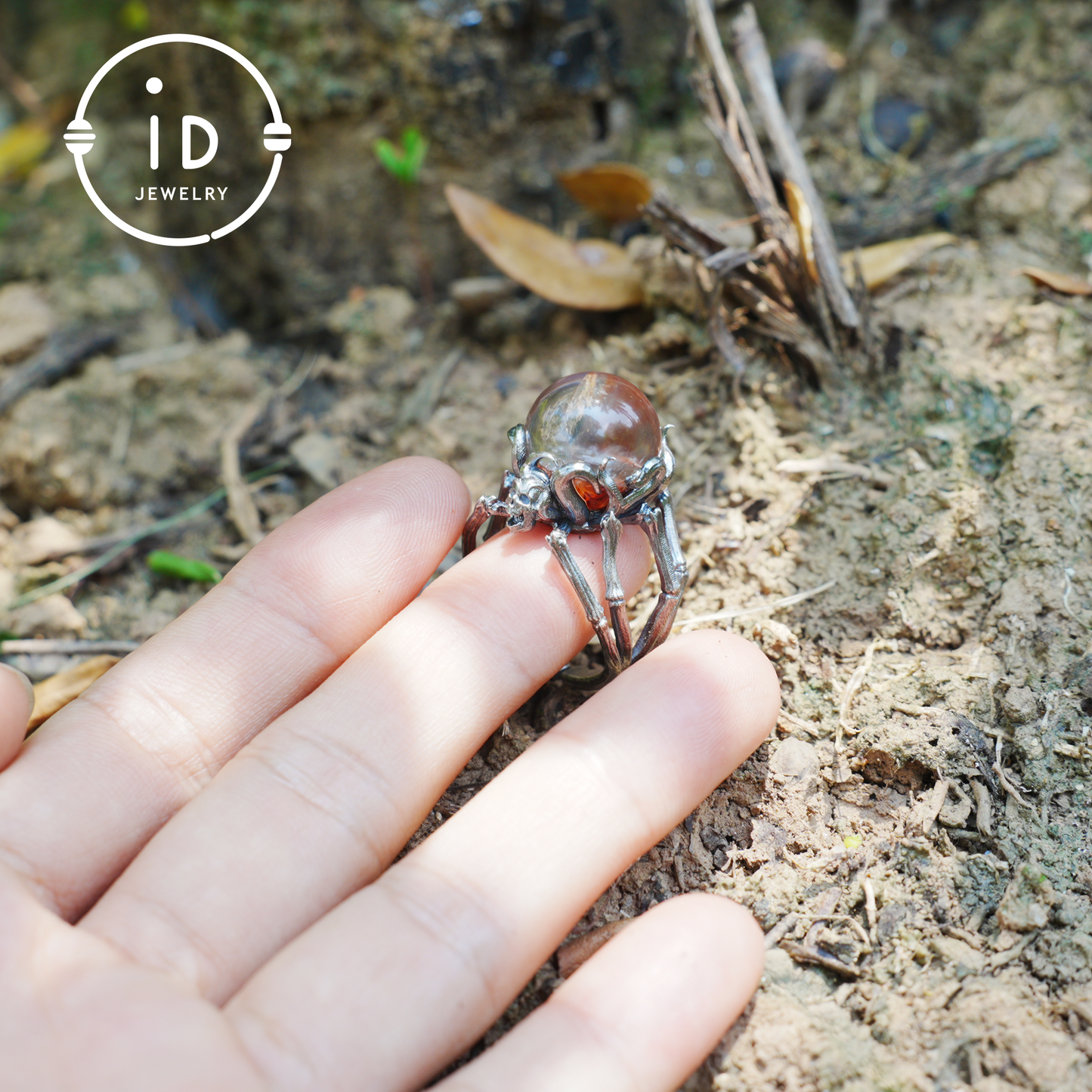 Gothic Spider Skull Ring, Handcrafted Dark Fantasy Jewelry, Occult Protection Charm for Witchcore Style