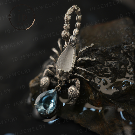 Stellar Scorpion Necklace, 925 Silver Blue Topaz Pendant, Spiritual Talisman Scorpion Jewelry, Gift for Her, Astrology Zodiac Jewelry