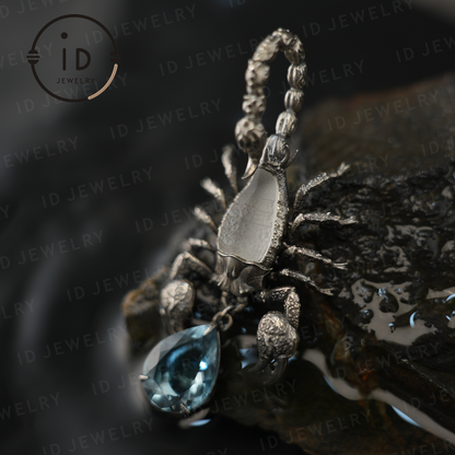 Stellar Scorpion Necklace, 925 Silver Blue Topaz Pendant, Spiritual Talisman Scorpion Jewelry, Gift for Her, Astrology Zodiac Jewelry