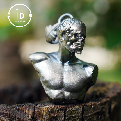 Heroic Courage Pendant, Silver Necklace, Handcrafted Mythological Design, Strength & Resilience Symbol