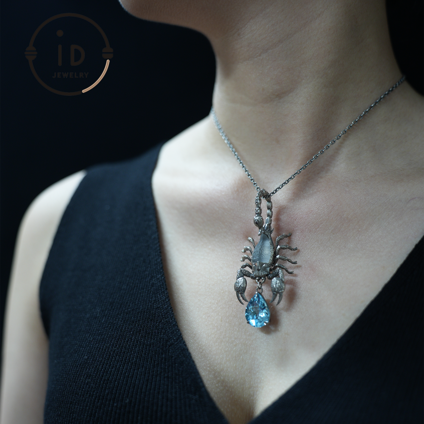 Stellar Scorpion Necklace, 925 Silver Blue Topaz Pendant, Spiritual Talisman Scorpion Jewelry, Gift for Her, Astrology Zodiac Jewelry