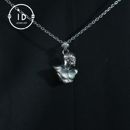 Heroic Courage Pendant, Silver Necklace, Handcrafted Mythological Design, Strength & Resilience Symbol