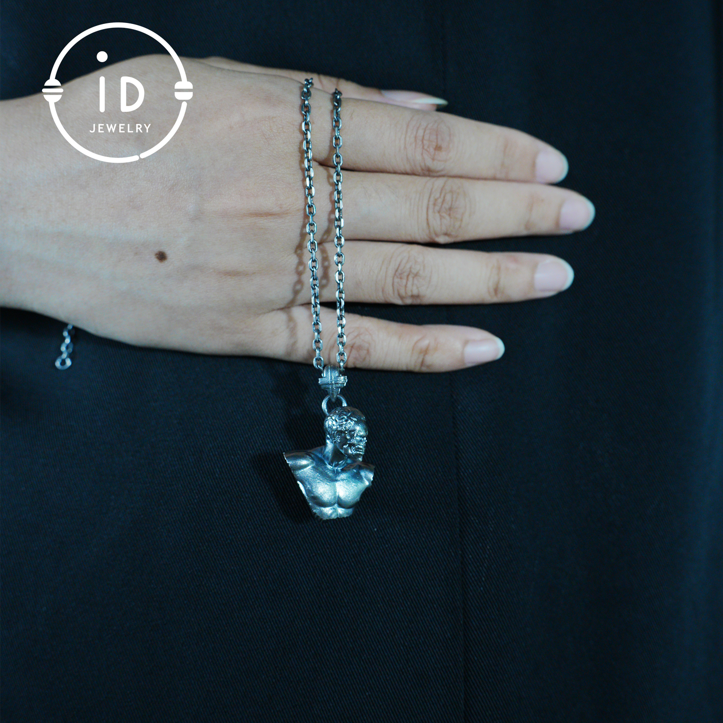 Heroic Courage Pendant, Silver Necklace, Handcrafted Mythological Design, Strength & Resilience Symbol