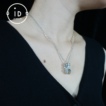 Fox Pendant with Ghost Quartz, Nine-Tailed Spirit Amulet, Handcrafted Fantasy Jewelry, Dreamy Forest Totem Necklace, Mythical Design