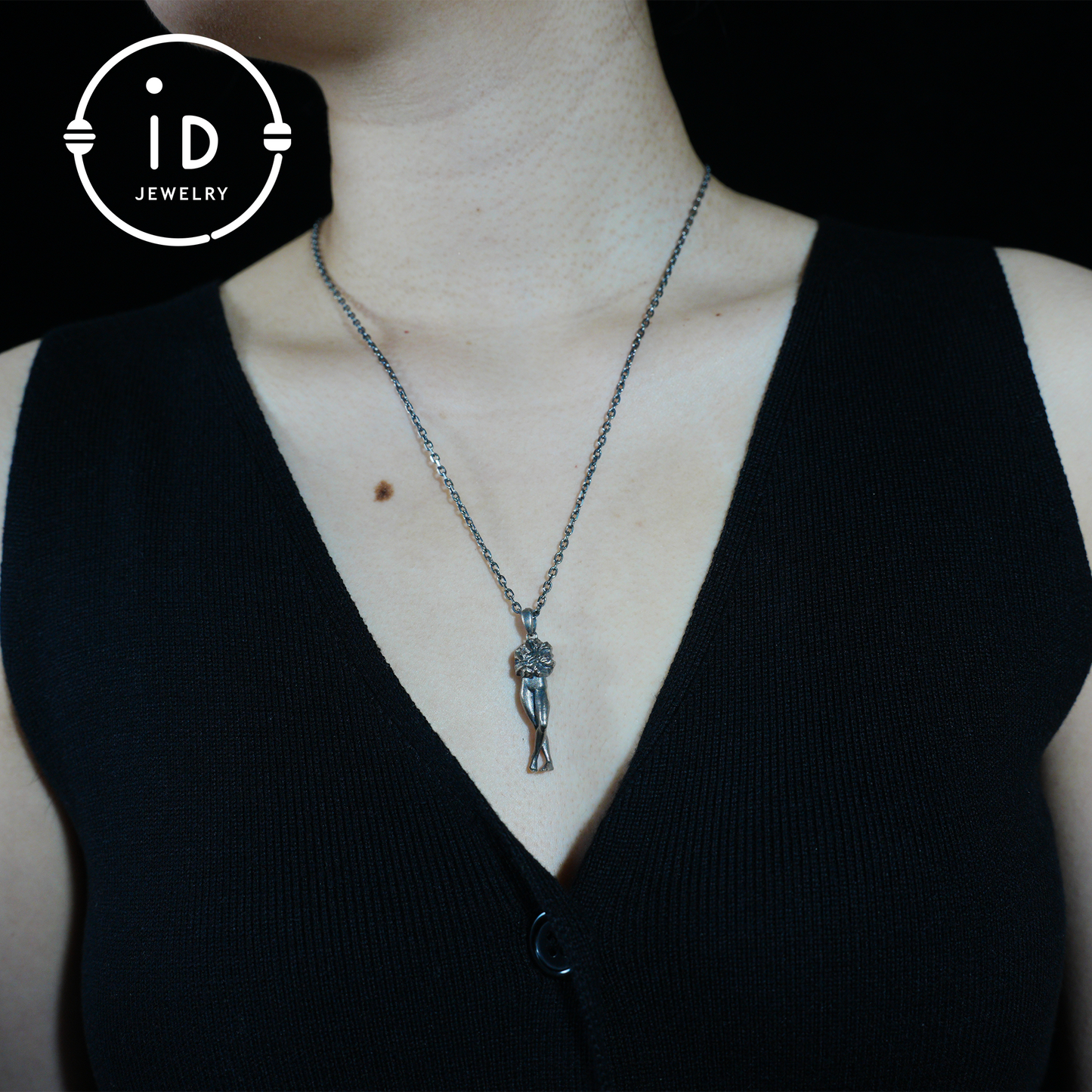 Art Sculpture Pendant Amulet, Handmade Totem Jewelry with Feminine Form and Stone Texture, Symbolic Awakening Necklace, Myth Inspired