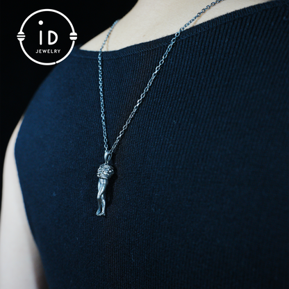 Art Sculpture Pendant Amulet, Handmade Totem Jewelry with Feminine Form and Stone Texture, Symbolic Awakening Necklace, Myth Inspired