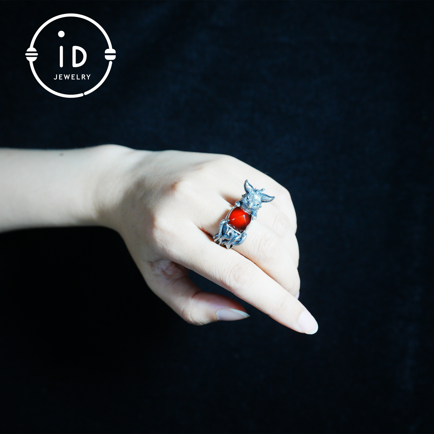 Fox Ring Garnet Protection Talisman | Fantasy Animal Jewelry | Handmade Nature Spirit Ring | Woodland Amulet for Inner Desire