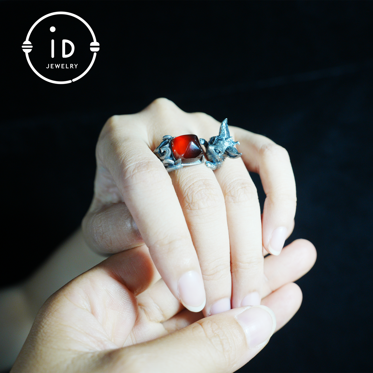 Fox Ring Garnet Protection Talisman | Fantasy Animal Jewelry | Handmade Nature Spirit Ring | Woodland Amulet for Inner Desire