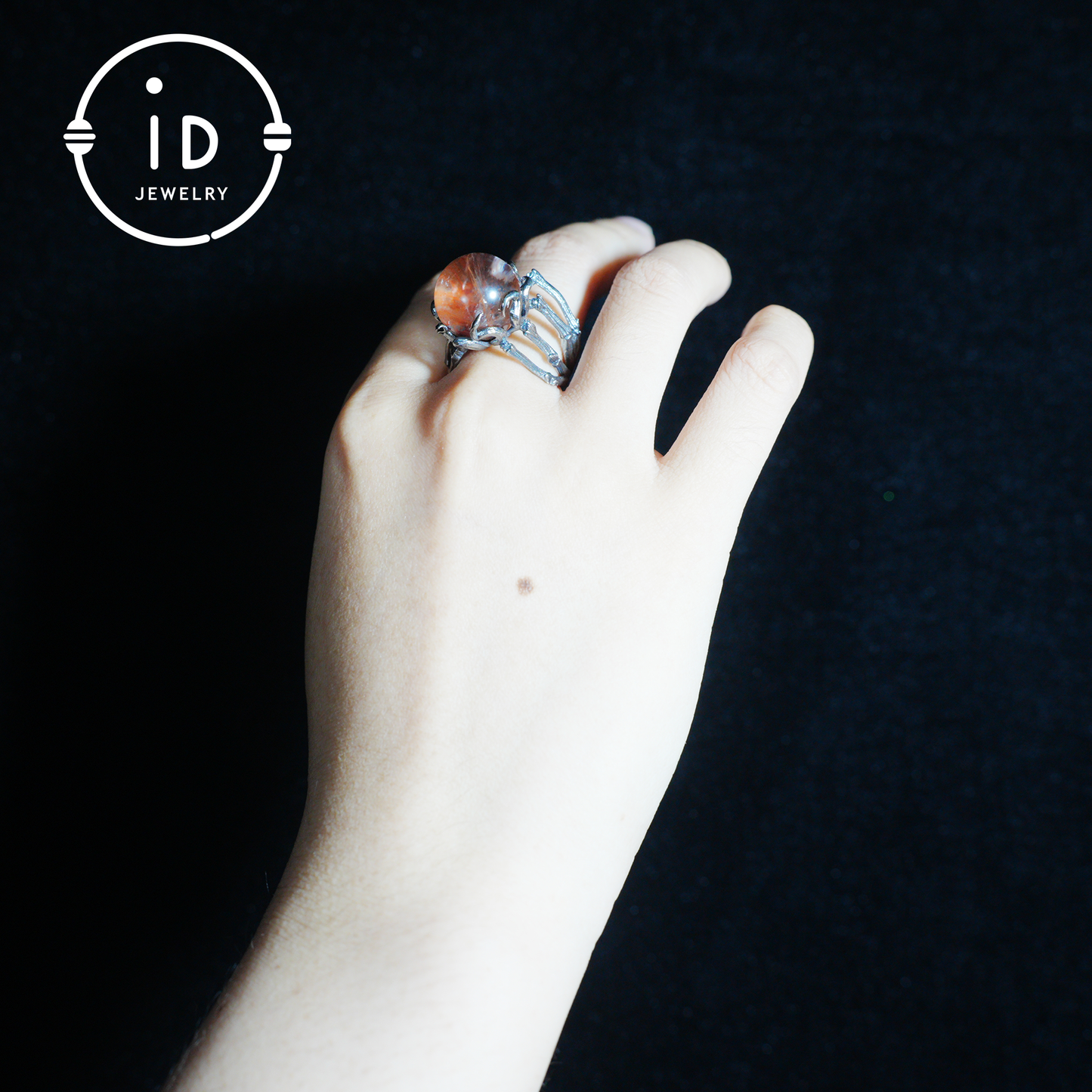 Gothic Spider Skull Ring, Handcrafted Dark Fantasy Jewelry, Occult Protection Charm for Witchcore Style