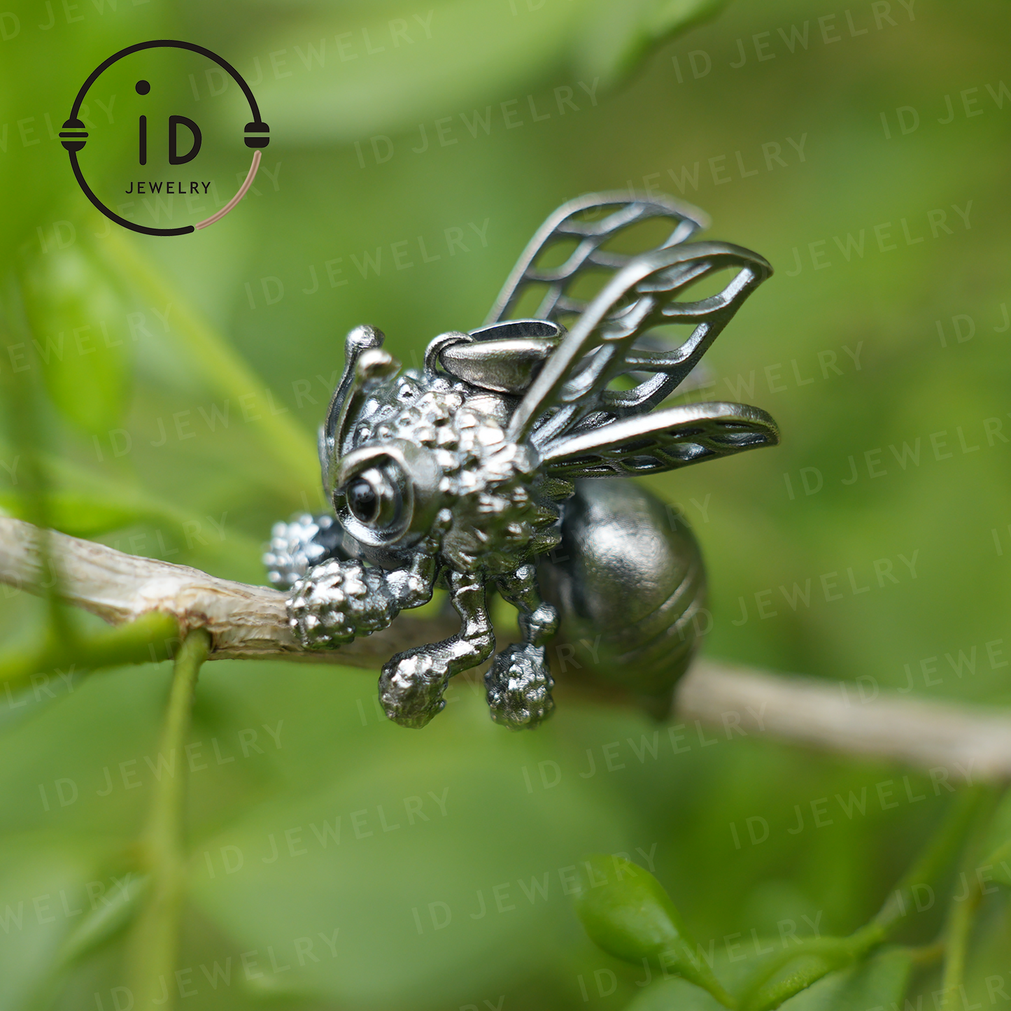 Handmade 925 Silver Bee Pendant Necklace, Busy-Bee Good-Luck Charm, Garden Nature Jewelry, Birthday Mother’s Day Christmas Eco Gift