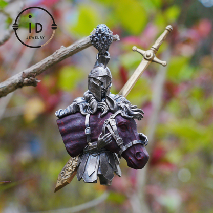 Medieval Knight Pendant with Bloodstone in 925 Sterling Silver, Warrior Necklace for Men, Birthday Gift Idea, Antique Style Jewelry