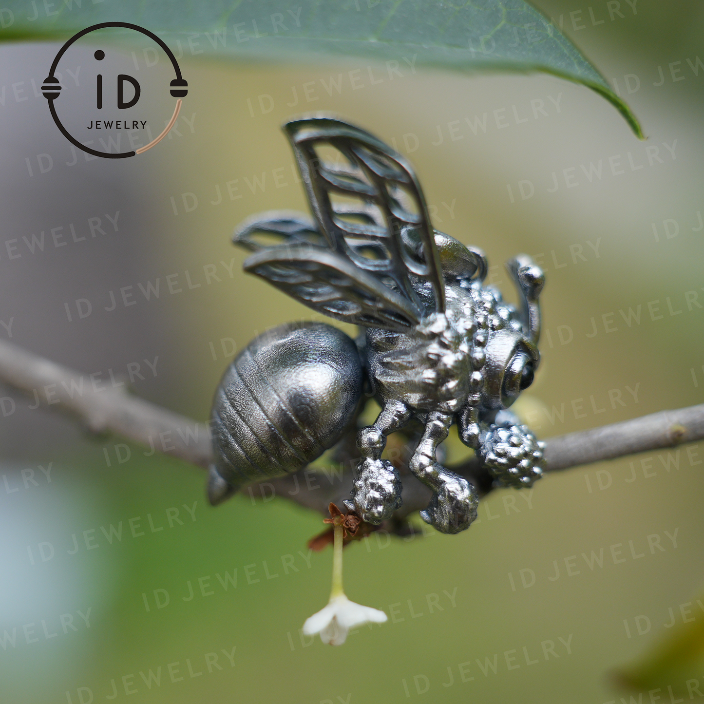 Handmade 925 Silver Bee Pendant Necklace, Busy-Bee Good-Luck Charm, Garden Nature Jewelry, Birthday Mother’s Day Christmas Eco Gift