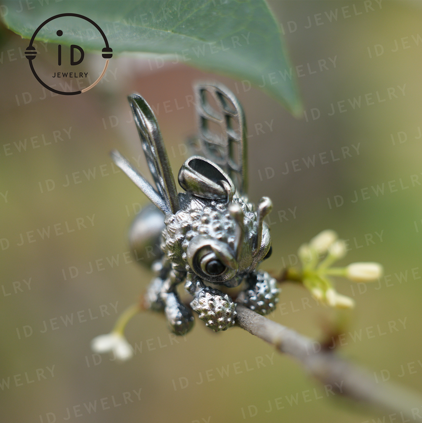 Handmade 925 Silver Bee Pendant Necklace, Busy-Bee Good-Luck Charm, Garden Nature Jewelry, Birthday Mother’s Day Christmas Eco Gift
