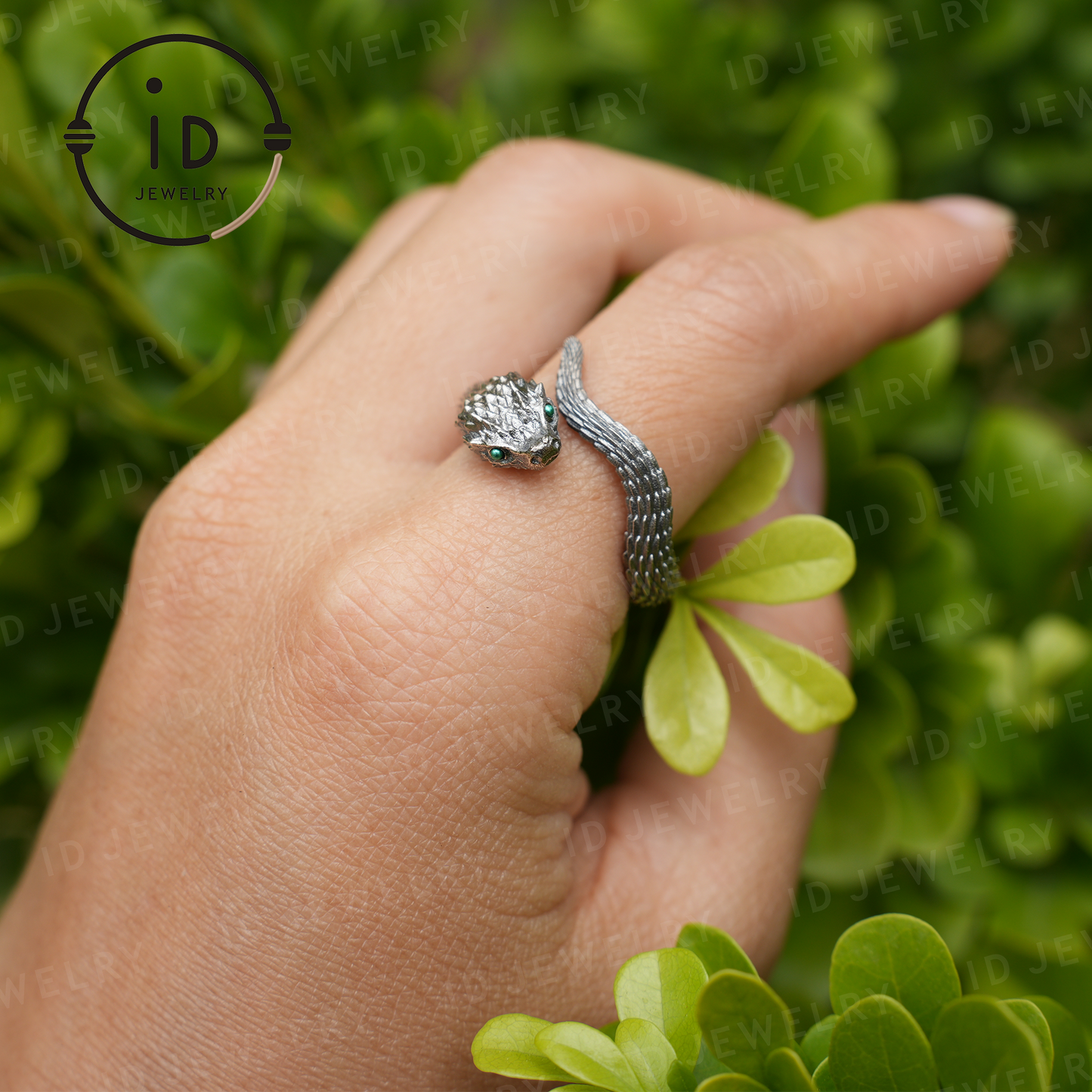 Mystic Snake Ring, Green Zircon, Dragon Scale Design, Handmade Fantasy Amulet Jewelry, For Collection & Gift