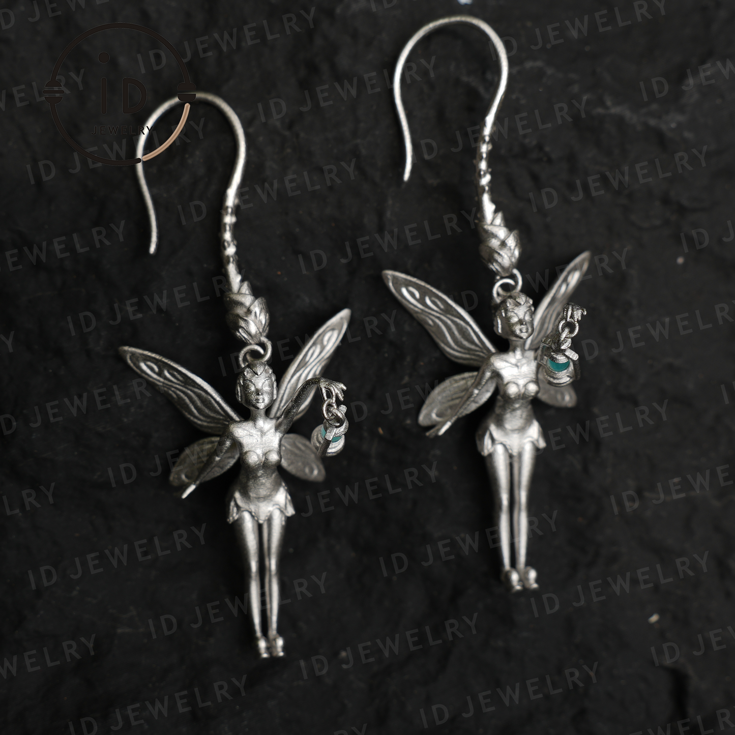 Mystic Fairy Earrings with Amazonite – Handmade Fantasy Jewelry, Elegant Wing Design, Magic Amulet for Dreamers and Collectors