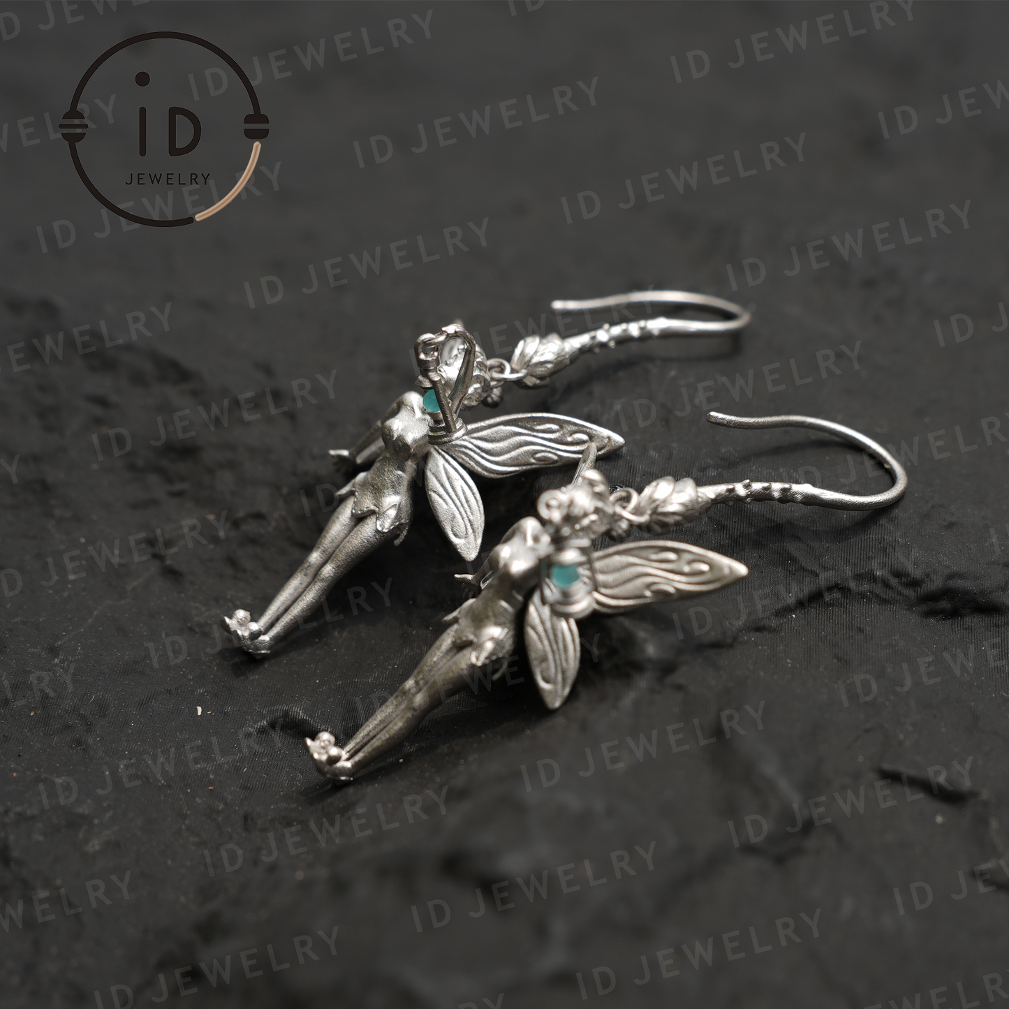 Mystic Fairy Earrings with Amazonite – Handmade Fantasy Jewelry, Elegant Wing Design, Magic Amulet for Dreamers and Collectors