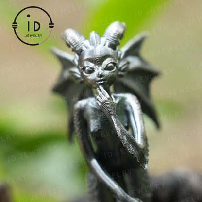 Dragon Girl Holding Lantern | Dragon-Themed Pendant in Hand-Carved Silver | A Fantasy Necklace for Your Inner Journey