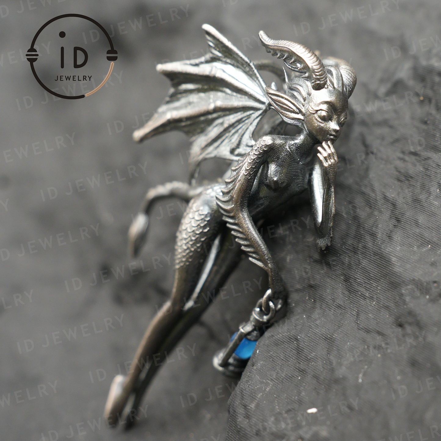 Dragon Girl Holding Lantern | Dragon-Themed Pendant in Hand-Carved Silver | A Fantasy Necklace for Your Inner Journey