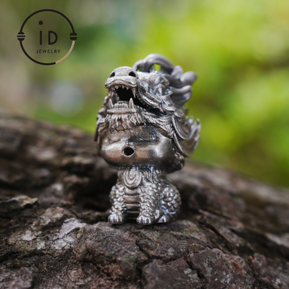 Dragon Guardian Pendant, Handcrafted Totem Amulet, Fantasy Spirit Creature Jewelry, Mythical Beast Design, Protective Charm Gift