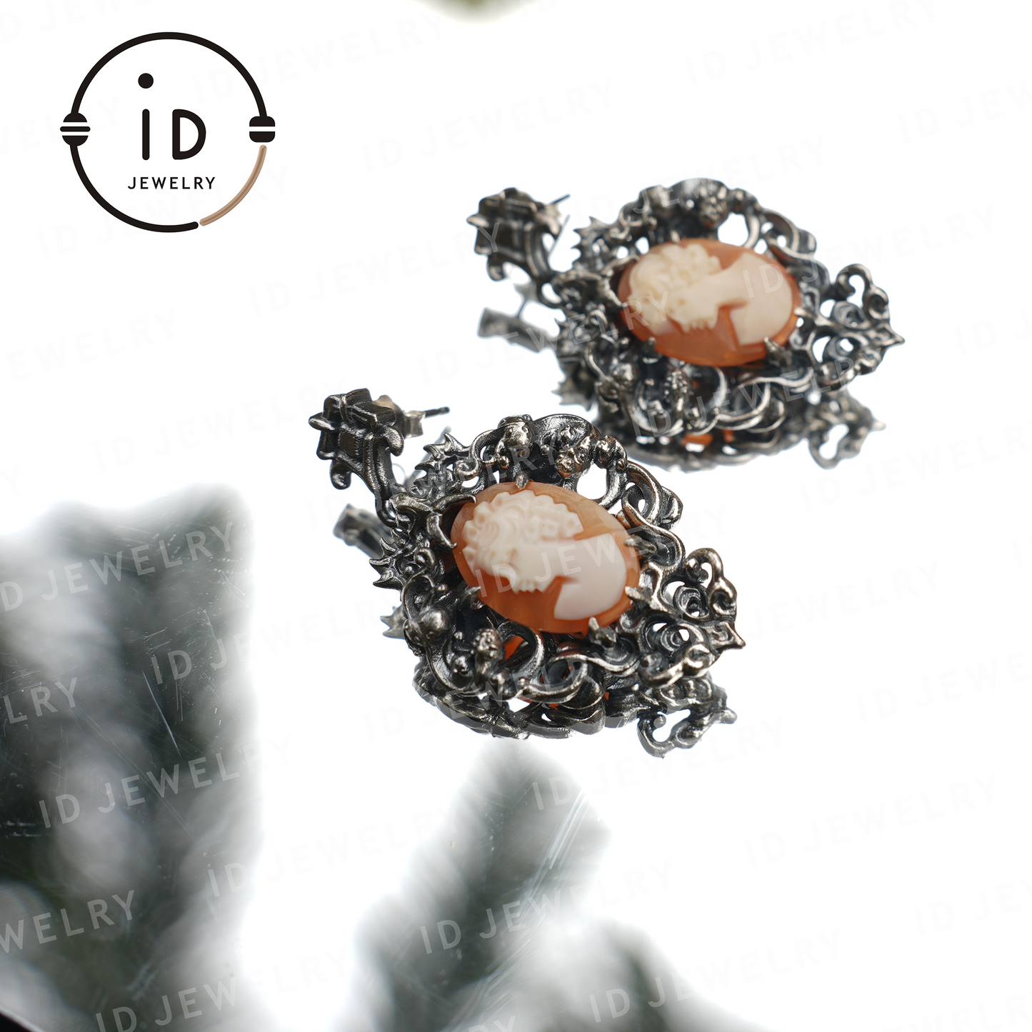 Vintage Cameo Earrings – Victorian Style Lady Profile Jewelry, Baroque Frame Design, Handmade Romantic Gothic Gift Earrings