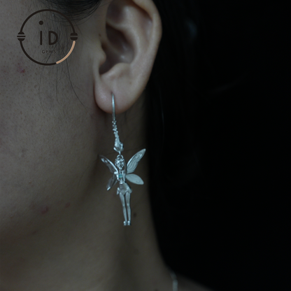 Mystic Fairy Earrings with Amazonite – Handmade Fantasy Jewelry, Elegant Wing Design, Magic Amulet for Dreamers and Collectors