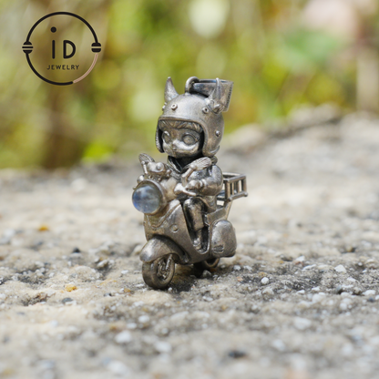 Mystical Night Rider Pendant with Labradorite Light, Handmade Talisman Necklace, Fantasy Jewelry for Inner Journey Seekers