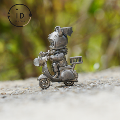 Mystical Night Rider Pendant with Labradorite Light, Handmade Talisman Necklace, Fantasy Jewelry for Inner Journey Seekers