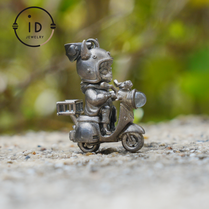 Mystical Night Rider Pendant with Labradorite Light, Handmade Talisman Necklace, Fantasy Jewelry for Inner Journey Seekers