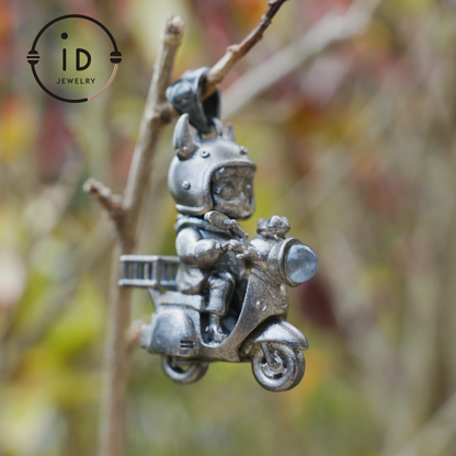 Mystical Night Rider Pendant with Labradorite Light, Handmade Talisman Necklace, Fantasy Jewelry for Inner Journey Seekers